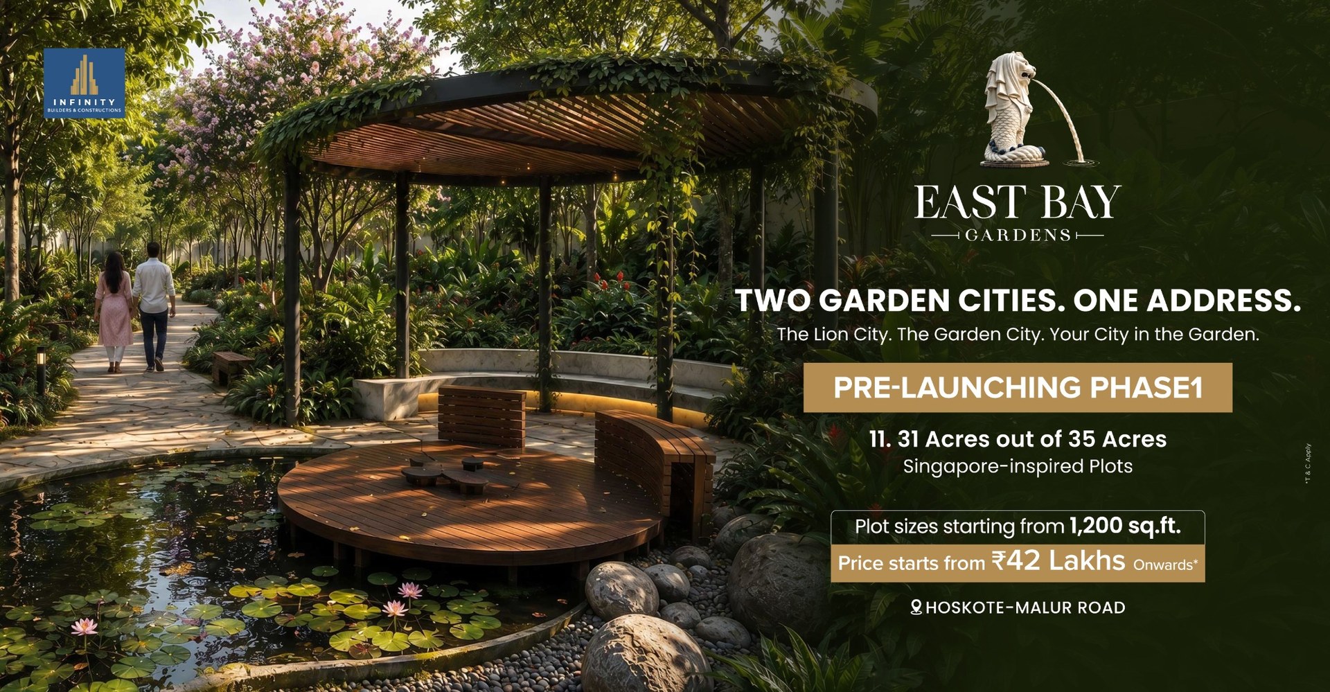 East Bay Gardens by Infinity Infra Singapore inspired plots on Hoskote Malur Road
