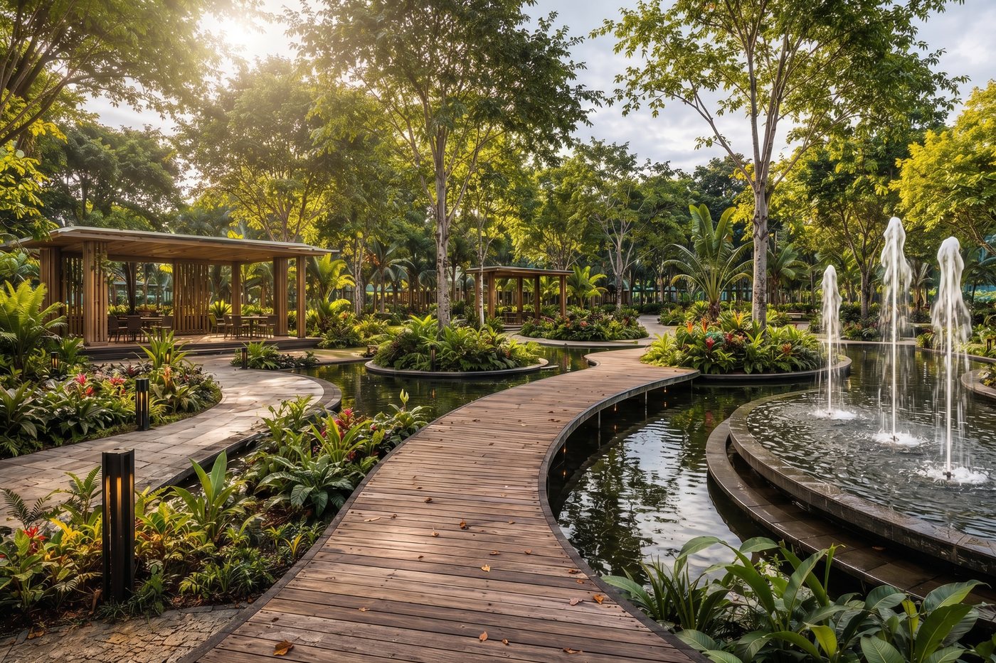 East Bay Gardens themed garden and water feature